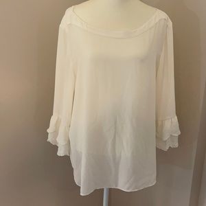 Loft 3/4 bell decorative sleeves blouse off white color